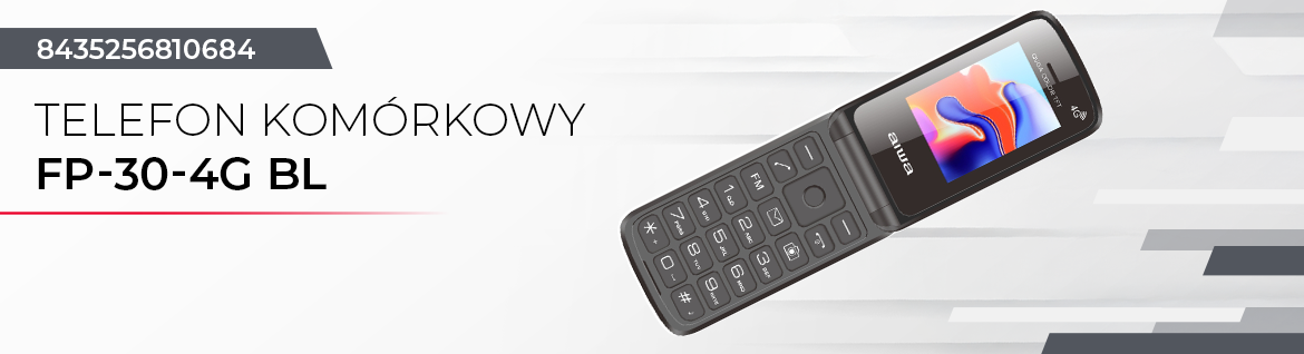 Telefon AIWA FP-30-4G w kolorze niebieskim – rozłożony przód urządzenia