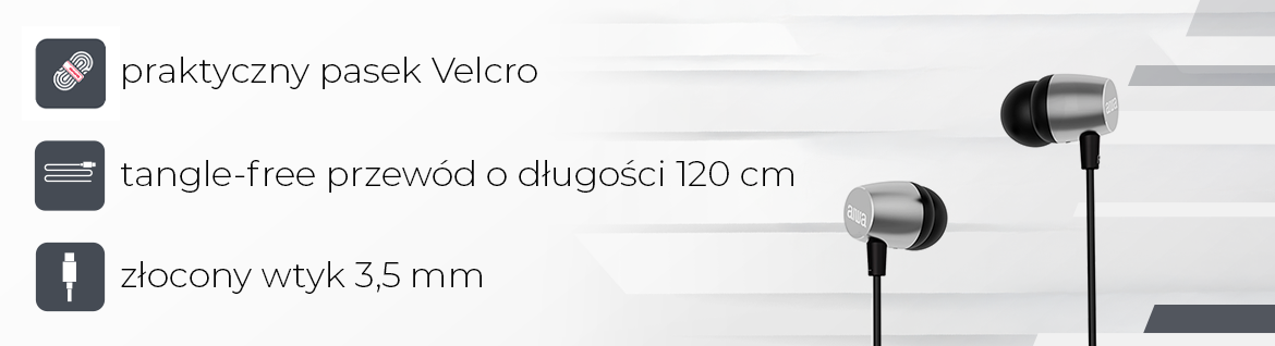 AIWA słuchawki douszne ESTM-20SL srebrne 8435256810721