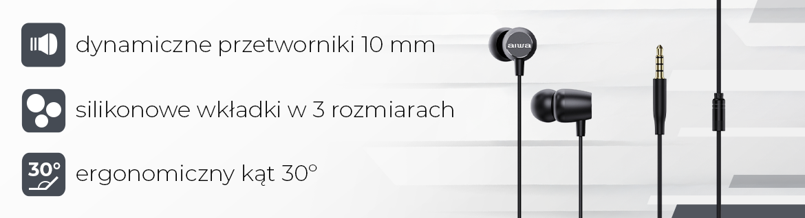 AIWA słuchawki douszne ESTM-20BK czarne 8435256810738