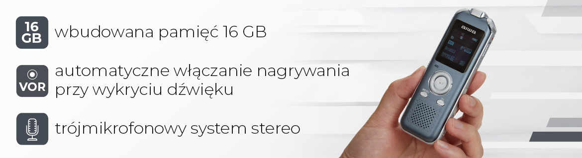 AIWA dyktafon DVR-M700 16GB srebrny 8435256810998