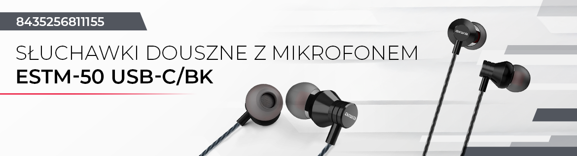 AIWA słuchawki douszne ESTM-50USB-C/BK czarne 8435256811155