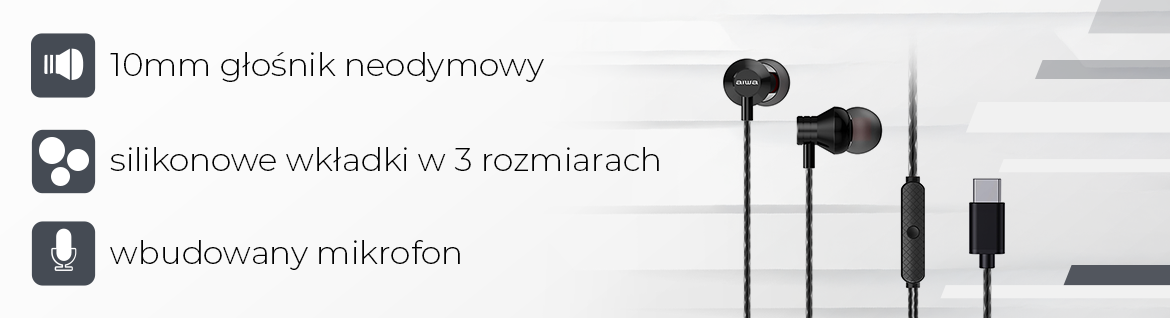 AIWA słuchawki douszne ESTM-50USB-C/BK czarne 8435256811155