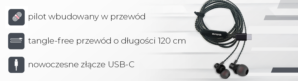AIWA słuchawki douszne ESTM-50USB-C/BK czarne 8435256811155