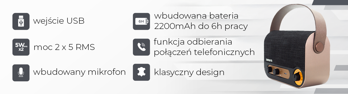 AIWA przenośne radio/głosnik BT RBTU-600 vintage 8435256896688