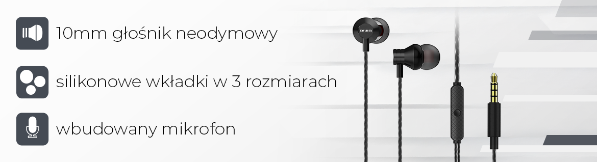 AIWA słuchawki dokanałowe ESTM-50BK przewodowe czarne 8435256897166
