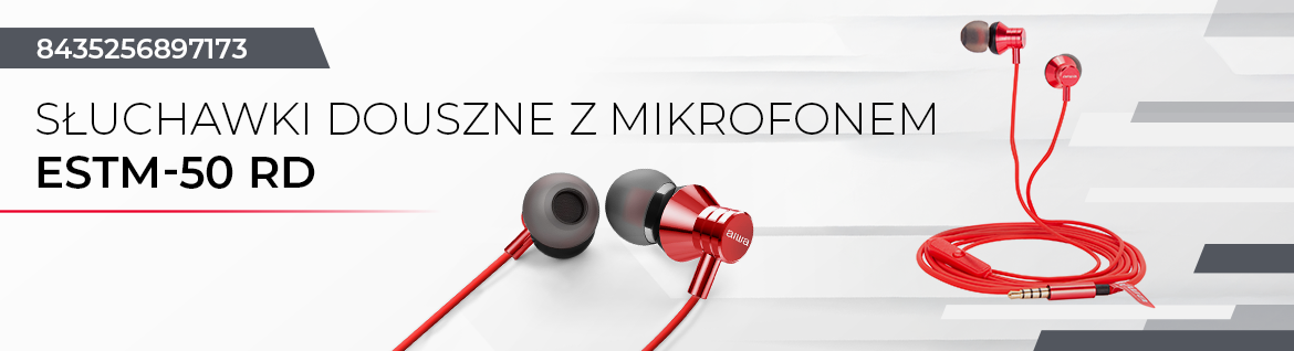 AIWA słuchawki dokanałowe ESTM-50RD przewodowe czerwone 8435256897173