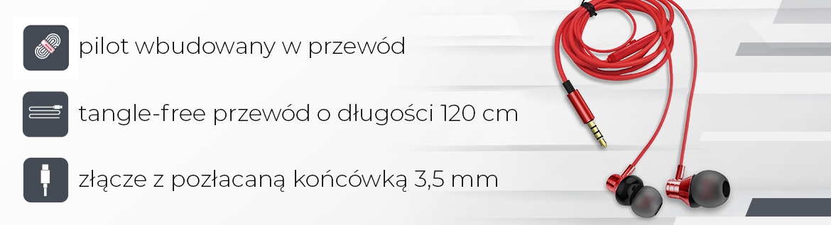 AIWA słuchawki dokanałowe ESTM-50RD przewodowe czerwone 8435256897173
