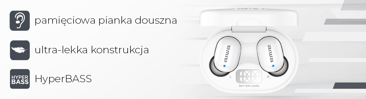AIWA słuchawki dokanałowe EBTW-150WT białe 8435256897388