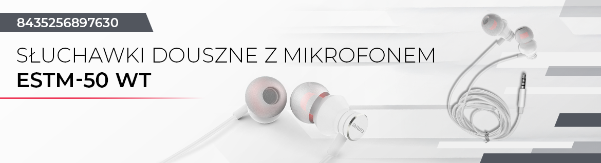  AIWA słuchawki ESTM-50WT dokanałowe przewodowe białe 8435256897630