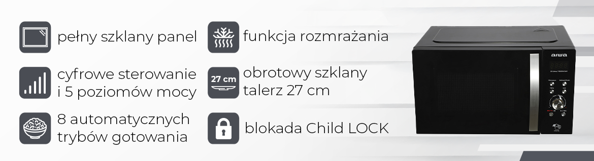 AIWA kuchenka mikrofalowa MW-230DGBK 8435256898057