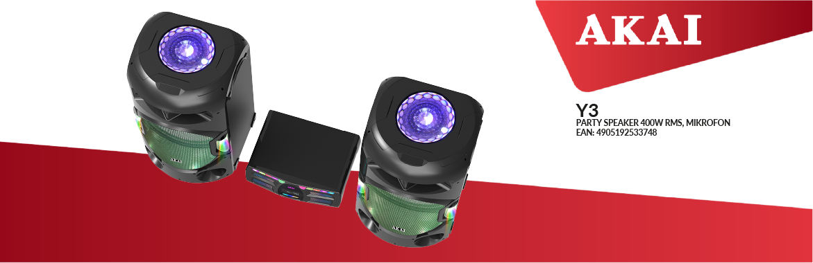 Power Audio AKAI Y3 400W RMS – zestaw głośnikowy z mikrofonem bezprzewodowym, EAN: 4905192533748