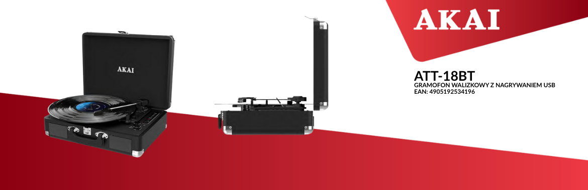 Gramofon AKAI ATT-18BT z Bluetooth i USB, EAN: 4905192534196