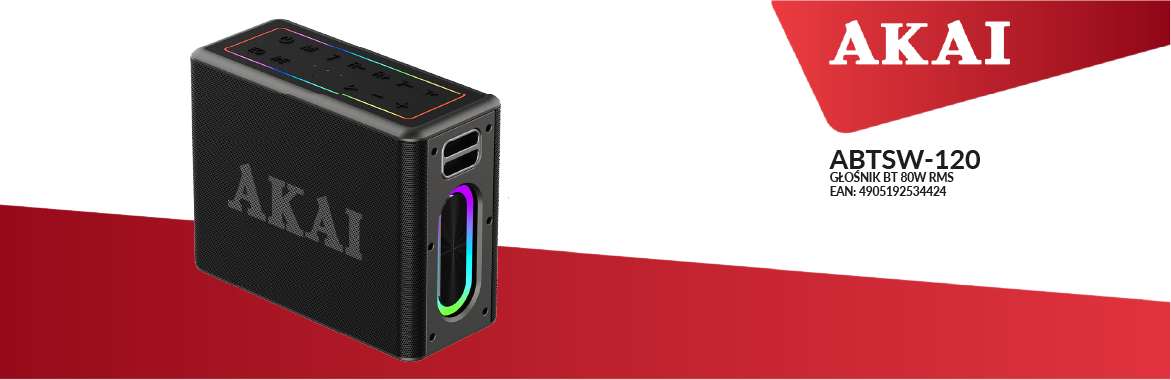 AKAI ABTSW-120 – wodoodporny głośnik Bluetooth, EAN: 4905192534424