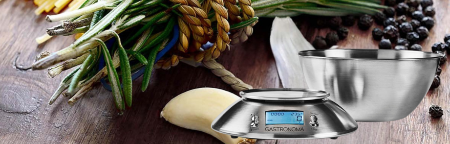 Elementy wagi kuchennej Gastronoma: misa, panel LCD i funkcje dodatkowe