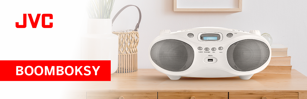 Baner JVC przedstawiający serię boomboxów JVC