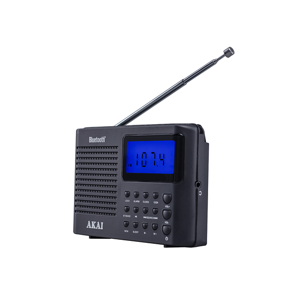 Radio przenośne AKAI APR-400, 0,8W RMS, FM/AM, Bluetooth, budzik, zegar, wyjście słuchawkowe
