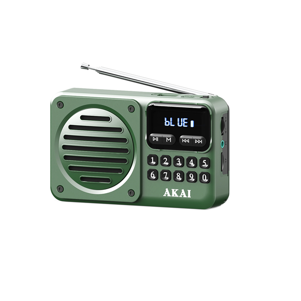 Radio przenośne AKAI APR-300 zielone, 2,5W RMS, FM, Bluetooth, USB/SD, AUX,