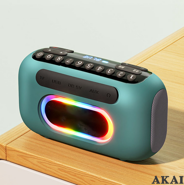 Radio przenośne AKAI APR-700, 2×3W RMS, Bluetooth, FM, USB/SD/AUX, RGB LED, bateria 1800 mAh