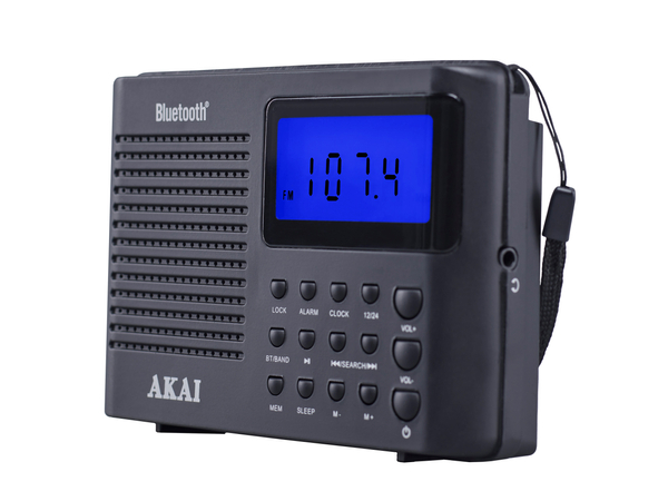 Radio przenośne AKAI APR-400, 0,8W RMS, FM/AM, Bluetooth, budzik, zegar, wyjście słuchawkowe