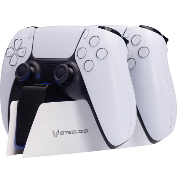 Podwójna ładowarka do padów PS5 SteelDigi AZURE CANOE biała