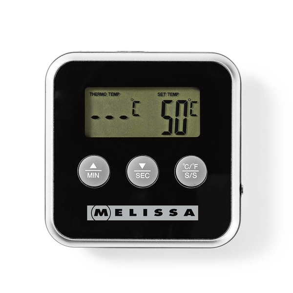 MELISSA Termometr do mięsa, do 250 °C, timer, wyświetlacz LCD, sonda 1 m, 16310241