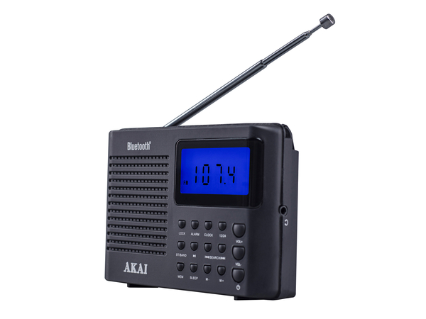 Radio przenośne AKAI APR-400, 0,8W RMS, FM/AM, Bluetooth, budzik, zegar, wyjście słuchawkowe