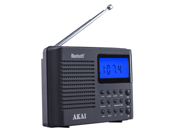 Radio przenośne AKAI APR-400, 0,8W RMS, FM/AM, Bluetooth, budzik, zegar, wyjście słuchawkowe