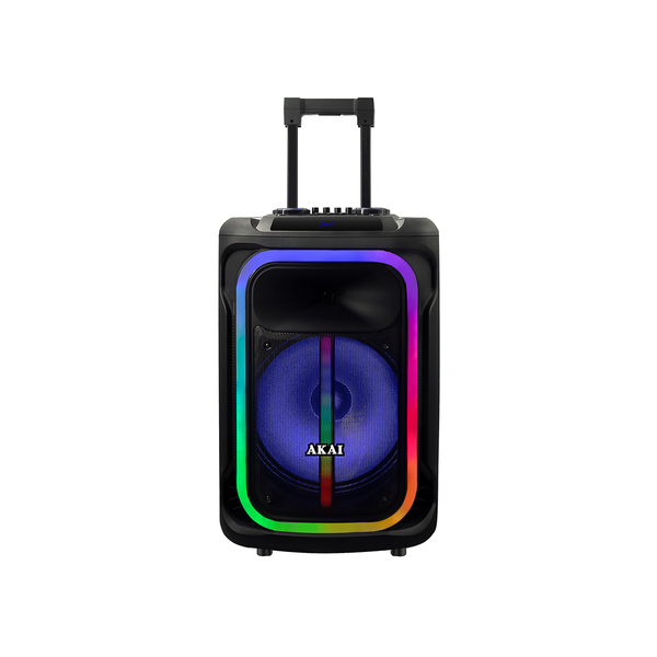 Party Speaker AKAI ABTS-15 PRO VOLCANO, 75W RMS, 800W PMPO, TWS, 2 mikrofony, kółka