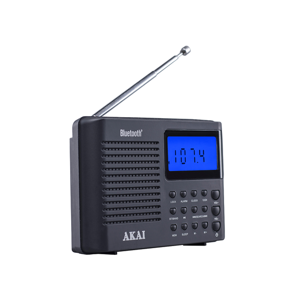 Radio przenośne AKAI APR-400, 0,8W RMS, FM/AM, Bluetooth, budzik, zegar, wyjście słuchawkowe
