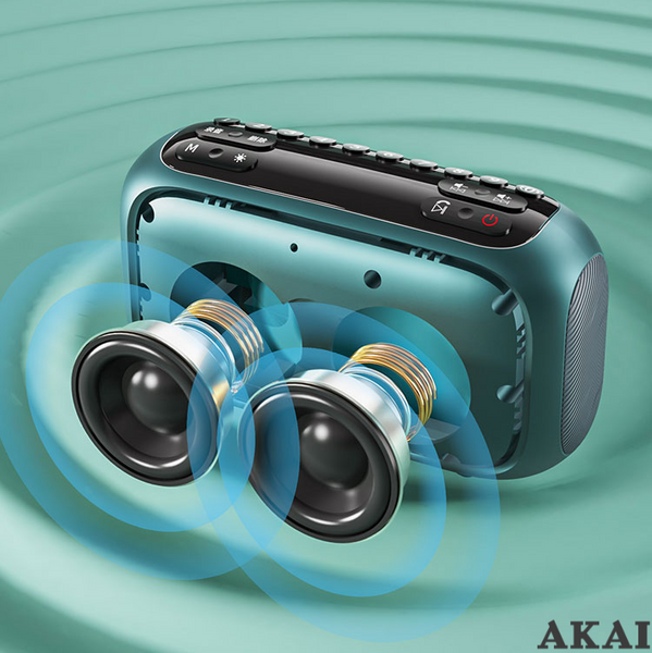 Radio przenośne AKAI APR-700, 2×3W RMS, Bluetooth, FM, USB/SD/AUX, RGB LED, bateria 1800 mAh