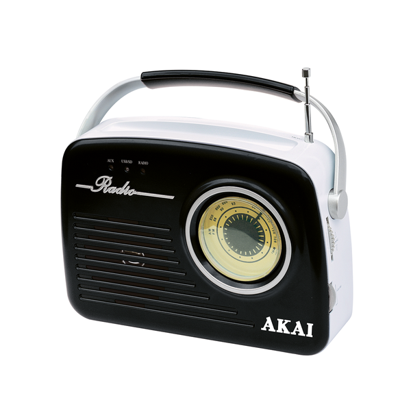Radio przenośne AKAI APR-11B, 1,5W RMS, FM/AM, USB, SD, AUX, gniazdo słuchawkowe, DC/bateria