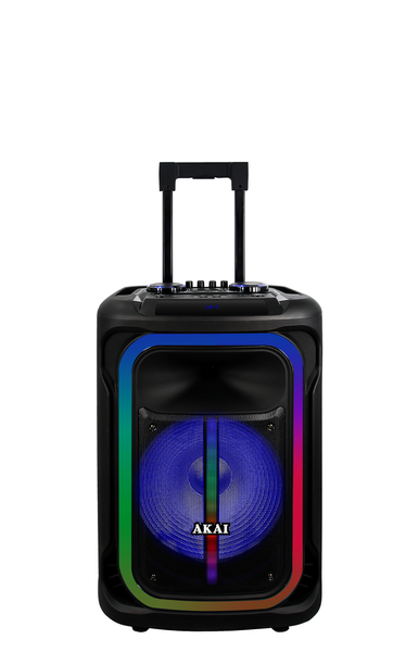 Party Speaker AKAI ABTS-15 PRO VOLCANO, 75W RMS, 800W PMPO, TWS, 2 mikrofony, kółka