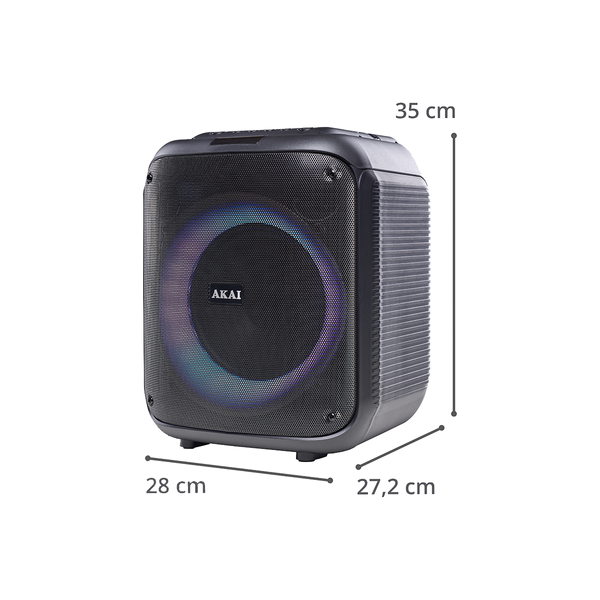 Party Speaker AKAI ABTS-V30, 40W RMS, 400W PMPO, Bluetooth 5.0, FM, AUX, bateria 3600 mAh