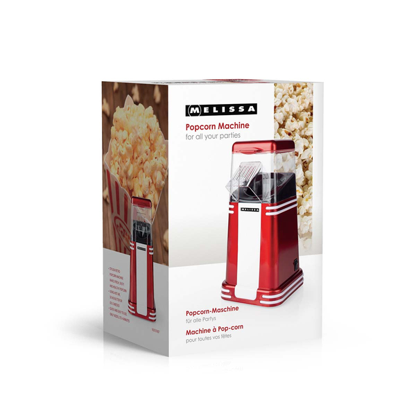 MELISSA Maszyna do popcornu, 1200 W, 2–4 min, 60 g, czerwono-biała, 16310187