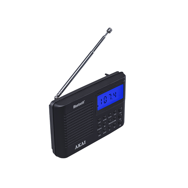 Radio przenośne AKAI APR-400, 0,8W RMS, FM/AM, Bluetooth, budzik, zegar, wyjście słuchawkowe
