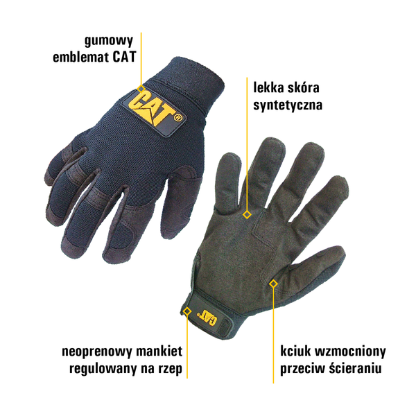 Wytrzymałe i lekkie rękawice robocze CAT rozmiar L  spandex