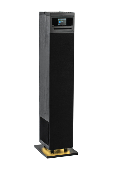 Kolumna aktywna AKAI AEROBEAT PILLAR, 60W RMS, Bluetooth 5.0, USB/SD/CD, AUX, FM, TFT 2,8″