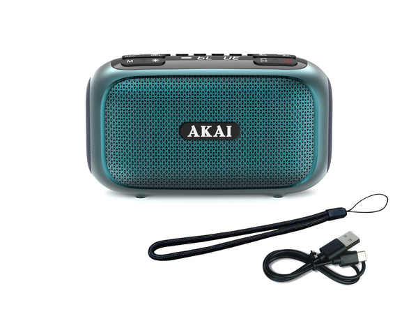 Radio przenośne AKAI APR-700, 2×3W RMS, Bluetooth, FM, USB/SD/AUX, RGB LED, bateria 1800 mAh