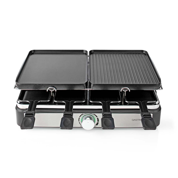 Gastronoma Grill raclette dla 8 osób 1400 W, płyta kamienna, odwracane płyty, 8 patelenek