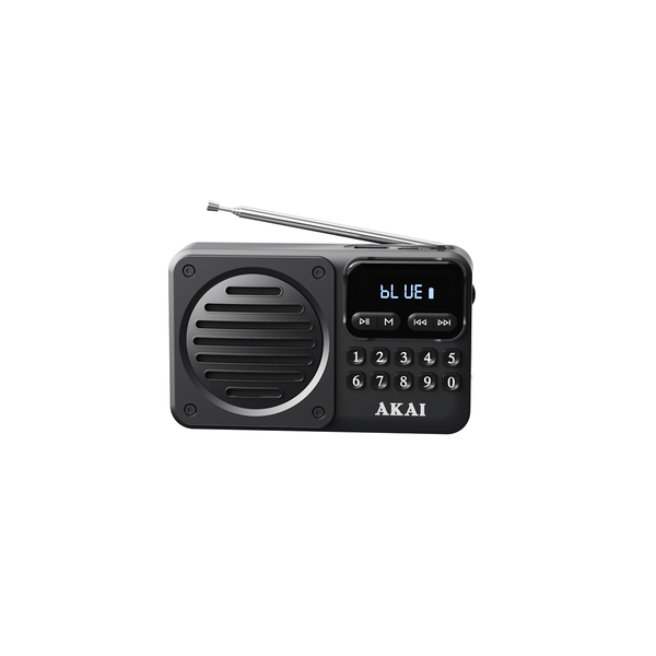 Radio przenośne AKAI APR-300 czarne, 2,5W RMS, FM, Bluetooth, USB/SD, AUX,