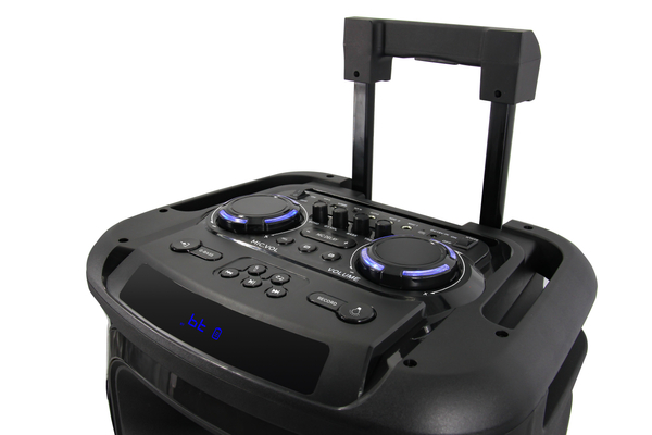 Party Speaker AKAI ABTS-15 PRO VOLCANO, 75W RMS, 800W PMPO, TWS, 2 mikrofony, kółka