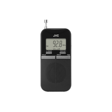 Przenośne radio JVC RA-E411B czarne ultralekkie 80g Tuner AM/FM