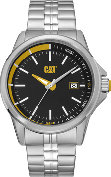Zegarek stalowy CAT Slider 3H date BLK/YLW - stalowy pasek