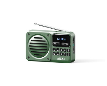 Radio przenośne AKAI APR-300 zielone, 2,5W RMS, FM, Bluetooth, USB/SD, AUX,