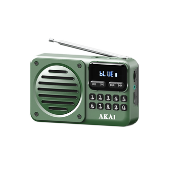 Radio przenośne AKAI APR-300 zielone, 2,5W RMS, FM, Bluetooth, USB/SD, AUX,
