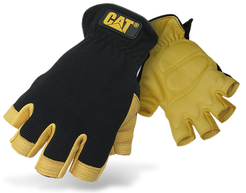 Rękawice robocze bez palców CAT wkładki żelowe skóra jelenia rozmiar L